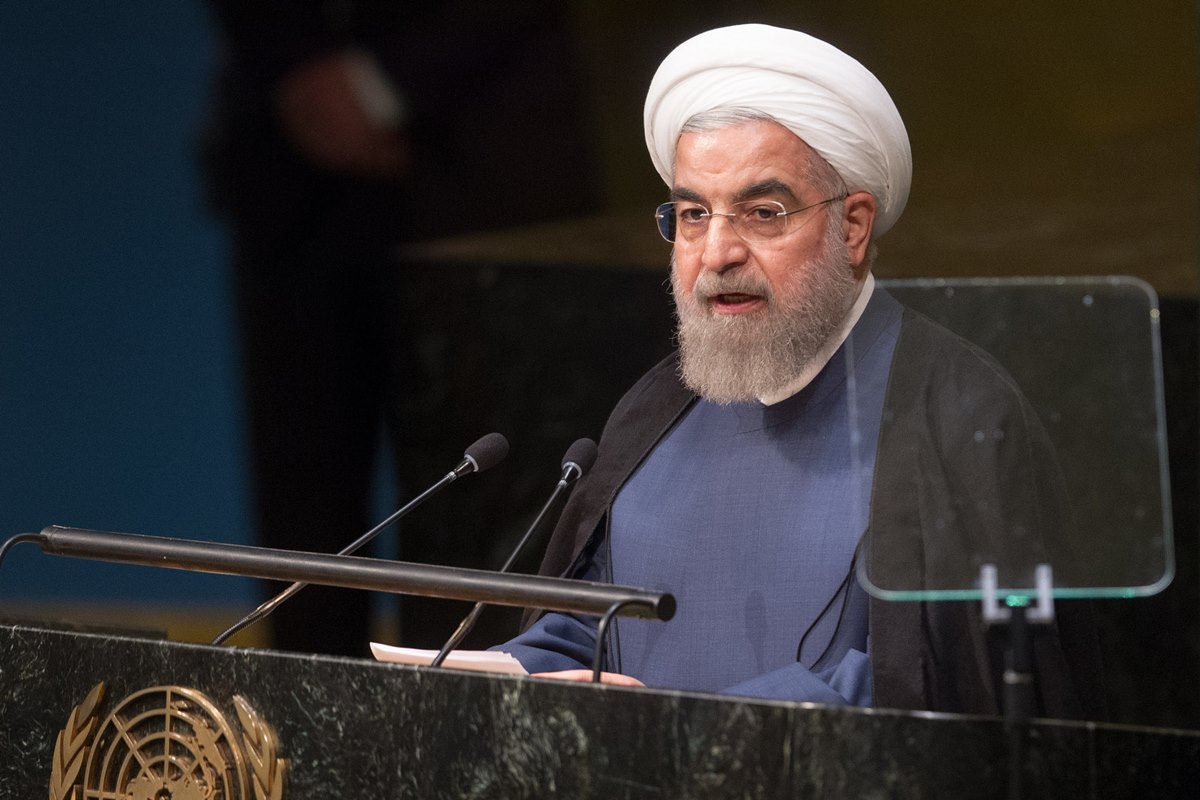 Hassan Rouhani, Irans president, i FN. Foto: UN Photo / Loey Felipe