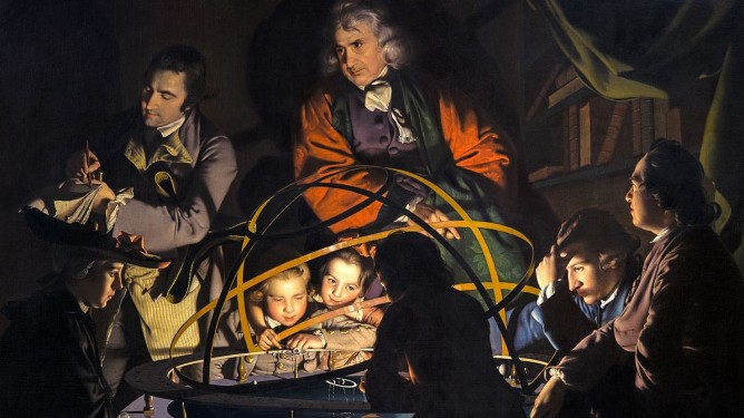 A Philosopher Lecturing on the Orrery, by Joseph Wright of Derby