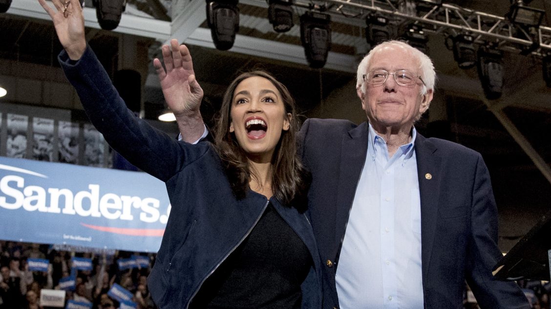Bernie Sanders, I-Vt., right, and Rep. Alexandria Ocasio-Cortez