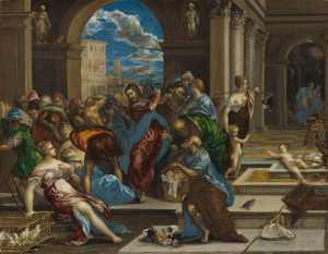 Jesus driver pengebytterne fra tempelet av El Greco