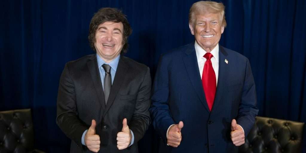 Donald Trump og Argentinas president Javier Milei i FNs hovedkvarter i New York, 2025