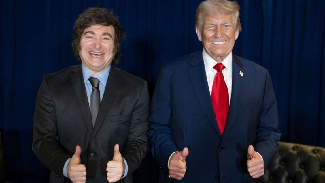 Donald Trump og Argentinas president Javier Milei i FNs hovedkvarter i New York, 2025